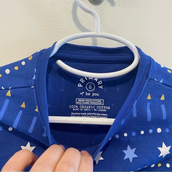 Primary organic long sleeve top in festive lights size 6 Hanukkah Chanukah - Picture 2 of 3